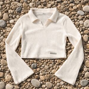 SHEIN Cream Ribbed Youth Crop Top